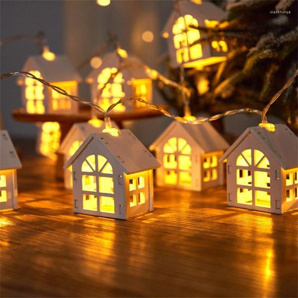 Decorazioni natalizie 2M 10 LED Fata Casa in legno Stringa luminosa Ghirlanda Festa di nozze Decorazione natalizia Camera per le vacanze Novità Lampade Anno 2022