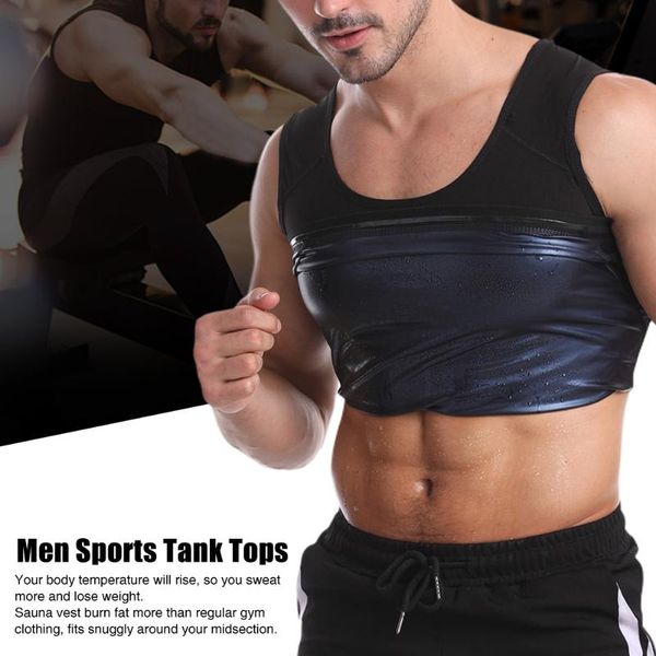 Canotte da uomo Uomo Bodybuilding Sweat Sauna Senza maniche Asciugatura rapida Perdita di peso Vita Trainer Fitness Biancheria intima nera Gilet da allenamento in palestra