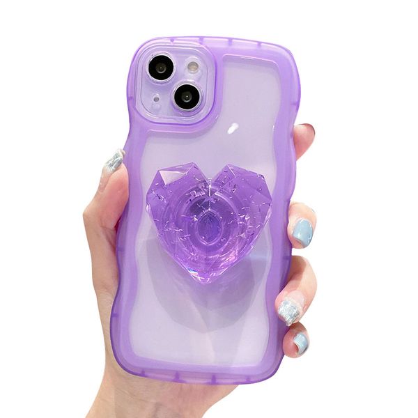 Capas de celular onduladas Sweetheart Stand IPhone Mobile Phone Shell Simple Soft Case Capa traseira para Apple 14Pro 14Plus 13 12 11 Pro Max XS XR Silicone TPU Capas protetoras