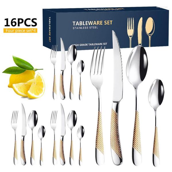 Set di stoviglie Cucchiaio e forchetta Set Bistecca Pentole Lussuose posate in acciaio inossidabile Utensili da regalo per accessori da cucina Casa portatile