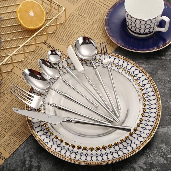 Conjunto de utensílios de jantar Designer Silver Cutlers Conjunto de aço inoxidável clássico de alta qualidade Folha de cozinha de luxo cozinha cozinha panela OA50DS