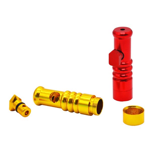 Snuff snorter mini chapéu de metal tubo de alumínio dispensador de bala de alumínio caixas de pó de 57 mm de boca redonda dicas de kit snuff kit nasal fumando acessórios de cachimbo de palha 6 cores 6 cores