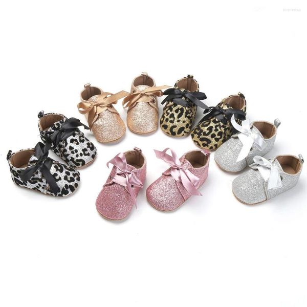 First Walkers Baby-Schuhe mit Glitzer, süßer Quaste und Schleife, weiche Sohle, für Kleinkinder, Jungen, Mädchen, Kleinkind, Mokassin, Kinderbett, 0–18 Monate