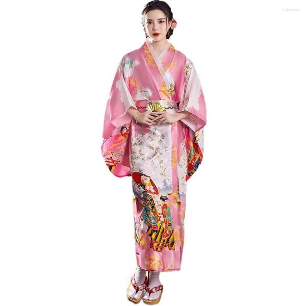 Ethnische Kleidung 2022 Frauen Japanische Kimono Chinesische Traditionelle Seide Satin Wafuku Abend Party Hanfu Kleid Frühling Sommer Kleider Plus Größe