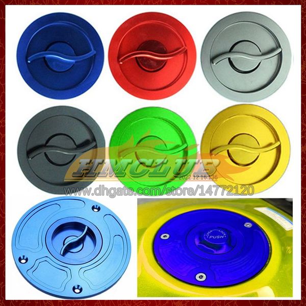 Motocicleta CNC Tampa de combustível sem chave CNC Tampa de tanque de combustível Tampa para Suzuki GSXR 1300 1300CC GSXR1300 HAYABUSA 02 03 04 2005 2006 2007 Liberação rápida Tampa de enchimento de combustível de alumínio aberta