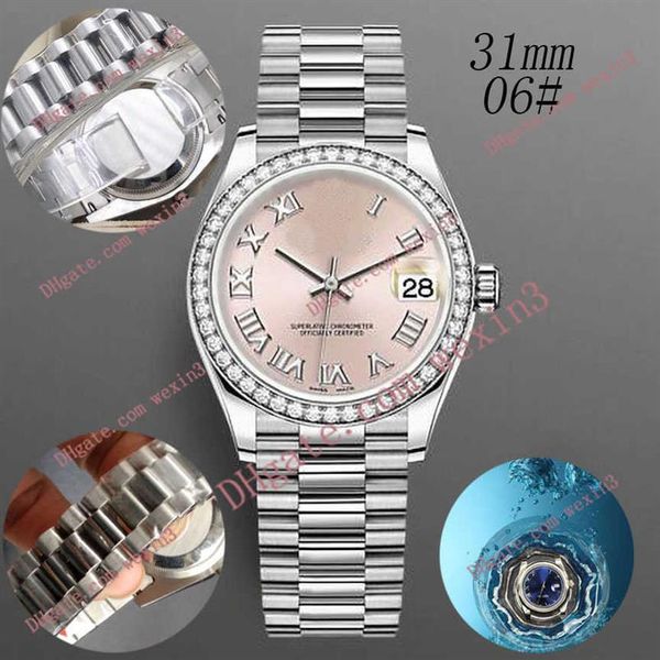 Womens Luxury Watch Aço inoxidável de alta precisão Automática Máquina de varredura Bracelete de movimento à prova d'água de 31mm Roman Alphab2920