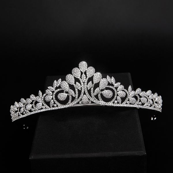 Diademi e corone per capelli da principessa in cristallo Fascia per capelli per ragazze Fiore da sposa Prom Corona Accessori per capelli per feste di nozze Regalo di gioielli