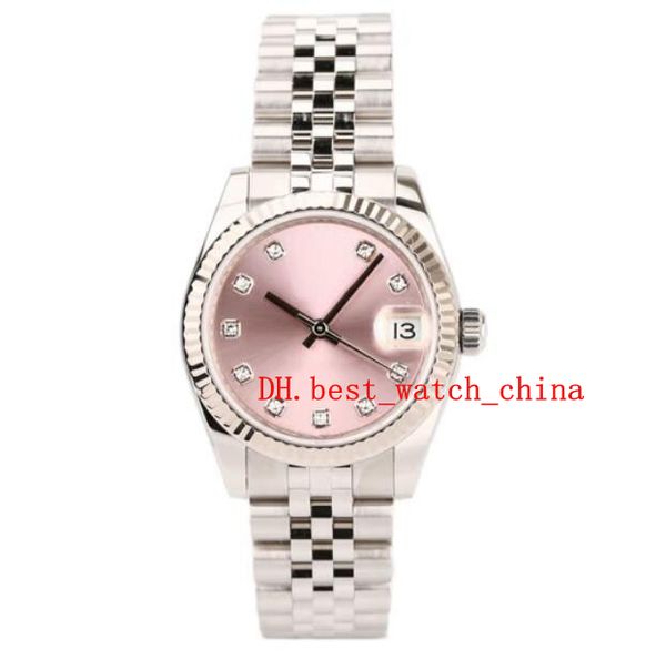 Women's Watch 18K White Gold Graduado Diâmetro 31mm Business Luxury Watch M178274-0022- Pink Disco Diamond Scale ASIA 2813 Movimento Presente de Natal