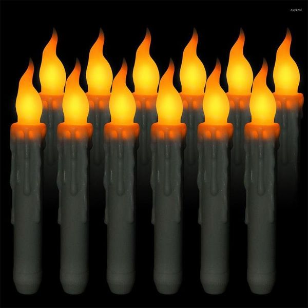 Lampade da tavolo 12PCS LED Candele a lume di tè Telecomando a batteria Luci coniche senza fiamma per decorazioni per cene di nozze