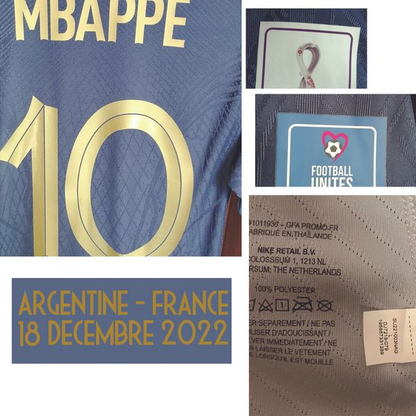 Футбольная одежда для американских колледжей 2022 года, изношенная в матче, выпуск игрока, финальная игра MBAPPE Dembele Rabiot GIREZMANN Maillot GIROUD Пользовательское имя Номер Спортивная майка