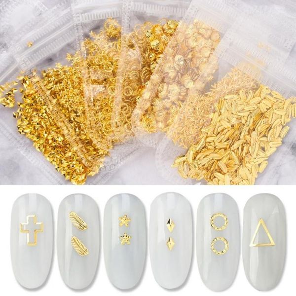 Nail Art Dekorationen 500 Teile/paket Metall Aufkleber Nieten Form DIY Nicht Drop Maniküre Studs Pailletten Für Weibliche Nägel Accesorios Dekoration