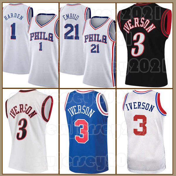 2023 Şehir Yeni Basketbol Forması James Harden Joel Embiid Tyrese Maxey Retro Allen Iversson Julius Erving Philadelphias 76eres 75. Yıldönümü Jersey