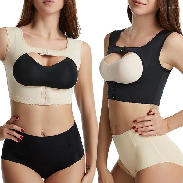 Intimo modellante da donna Modellamento del corpo Cintura di correzione della seduta femminile Fibbia a doppia fila Supporto per il torace Reggiseno anti-cedimento Canotta laterale del seno