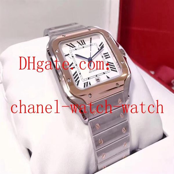Nuovo acciaio e oro rosa 18 carati quadrante argento orologio da uomo con movimento automatico di macchinari W200728G orologi da polso da uomo scatola originale2934