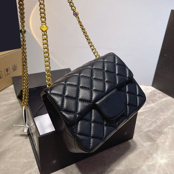 CC Bags Lüks Marka Omuz 22p Fransa Kadın Klasik Mini Flep Gem Altın Zincir Crossbody Cüzdan Büyük Kapasite Sokak TR