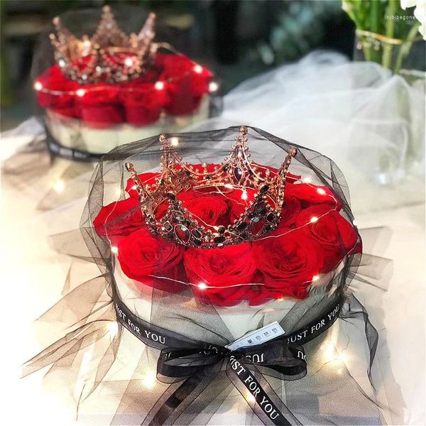 Forniture festive Mini Crown Cake Topper San Valentino Giorno Rosa Black Decorazione fatta a mano Festa di compleanno per bambini