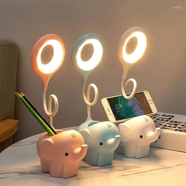 Lâmpadas de mesa Lâmpadas LEDs USB Touch Night Light Stepless Dimm Desk of Olhe Proteção Aprendmentada por Multifunção Pen do suporte da caneta