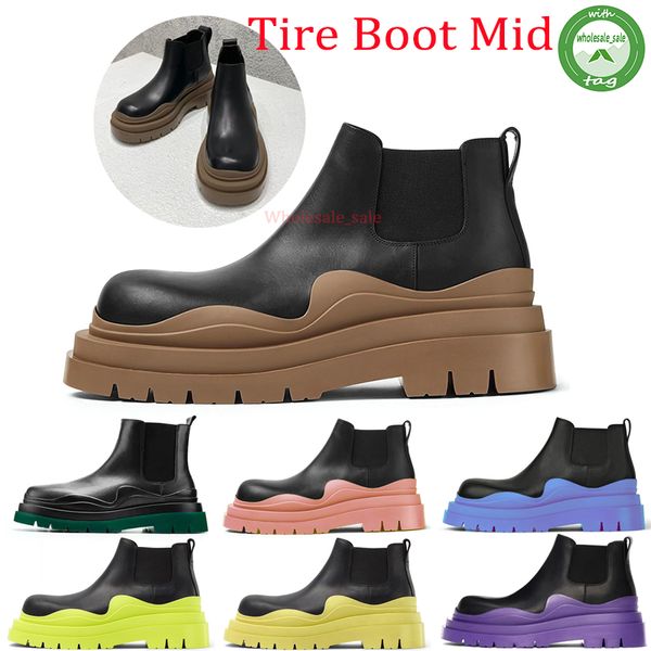 Black Grass Tire Designer Damenstiefel Luxus Chelsea Martin Kniestiefel Damen Herren Motorrad Knöchel Halb Anti-Rutsch Mode Plattform Schnee Winter Bootie Schuhe