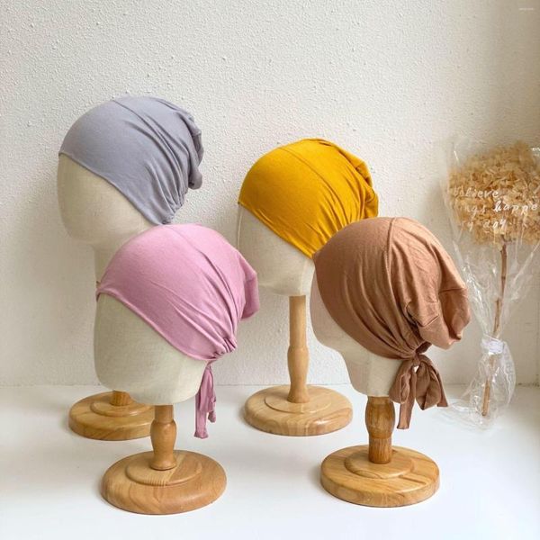 Ethnische Kleidung, modisch, weiche Modal-Baumwolle, muslimische Kopfbedeckung, Turban, Kopftuch, Ärmelkappe, solide Falten-Innenseite, Beanie-Mütze