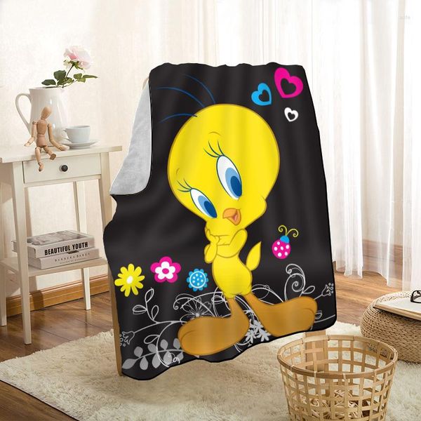 Coperte Cute Anime T---weety- Bird Coperta da tiro personalizzata per il divano/letto/auto Portatile 3D Tessili per la casa per bambini