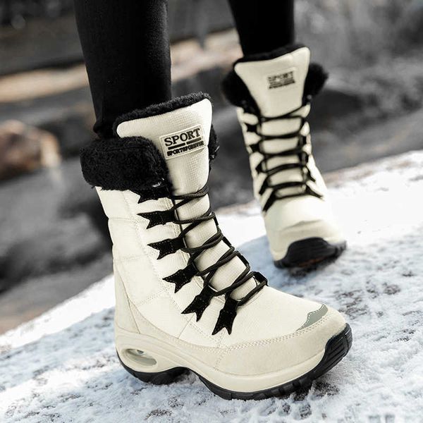 Top Boots Fashion Snow Shoes для женщин толстая флисовая платформа в середине кальф.