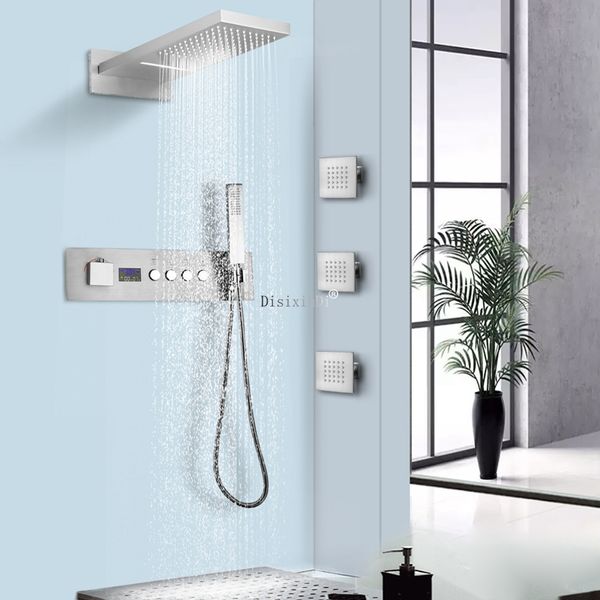 Thermostatisches Digitaldi ENTRAGEN BISCHED NICKEL DUSGENSYSTEM SET 22x10 Zoll Duschkopf Badezimmer Wasserfall Regen Regen