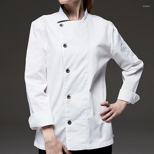 Grembiuli Camicia a maniche lunghe bianca nera El Ristorante Giacca da cuoco Uniforme culinaria Bistro Bar Cafe Ospitalità Ristorazione Abbigliamento da lavoro B74