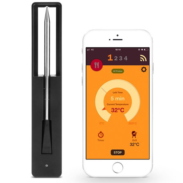 En yeni Barbekü kablosuz Bluetooth barbekü termometresi mutfak akıllı barbekü yemek fırını, özel logoyu destekleyen çeşitli stiller