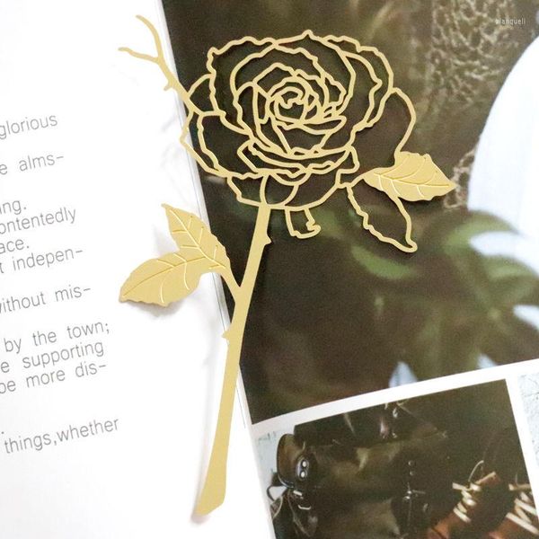 Marcador de Gold Rose Metal para Livro Itens criativos de papel adorável papelaria coreana presente