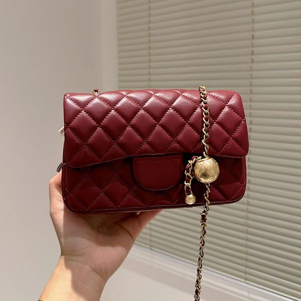 Omuz çantaları 22a Pearl Crush Classic Mini Rectabggular Flep Lambskin Altın Top Metal Metal Donanım Crossbody Çantalar Gözden Geçirme