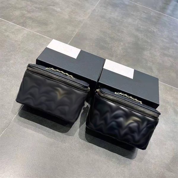 Eimer -Tasche für Frauen klassische Kosmetikkoffer Leder Schulter -Handtasche Make -up Case mit schwarzer Box288l