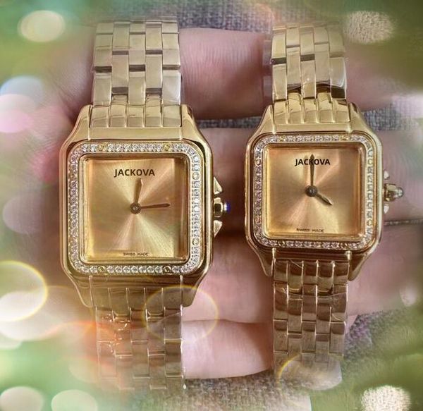 Casal mormente morador dos homens assiste dois pinos anel de diamantes Iced Out Watch Quartz Movem