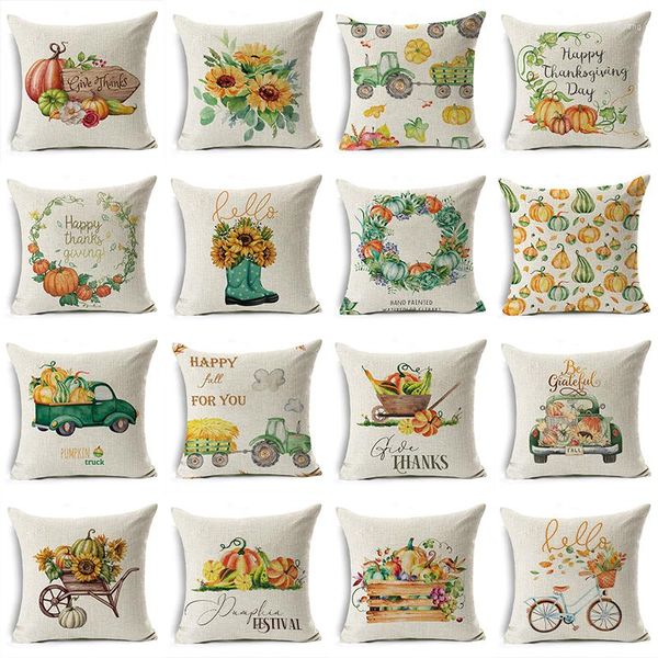 Decorações de Natal Capas de almofada de abóbora de abóbora Fazenda Feliz Ação de Graças Pillow Pillow Autumn Art Rustic Seat Sofá Brophases Home