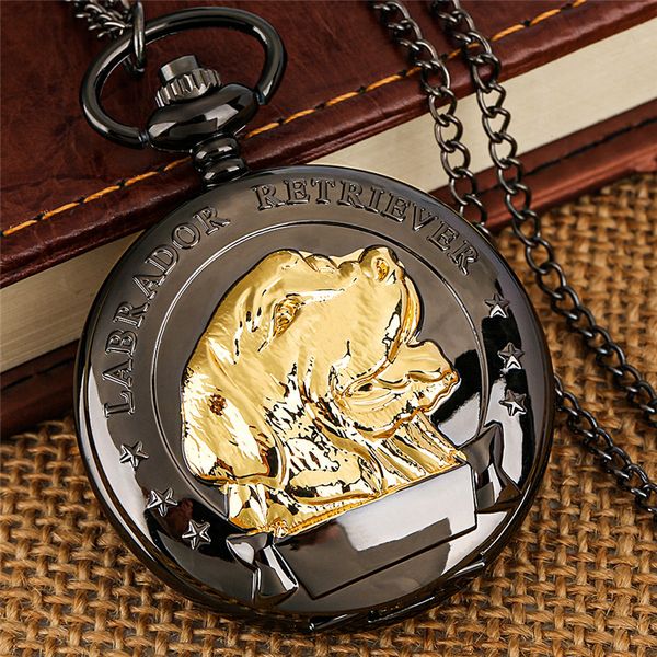 Labrador clássico Retriever Design Relógios Animal Pet Dog Caso Roman Número Romínio de Pocket Analog Watch With Chain Gift Relloj