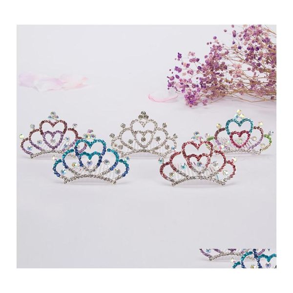 Diademi Moda per bambini Intarsiato Diamante Bella ragazza Corona Capelli Corone Generoso e semplice Kid Esegui accessori per capelli 2 8Bj B3 Drop Otfsv