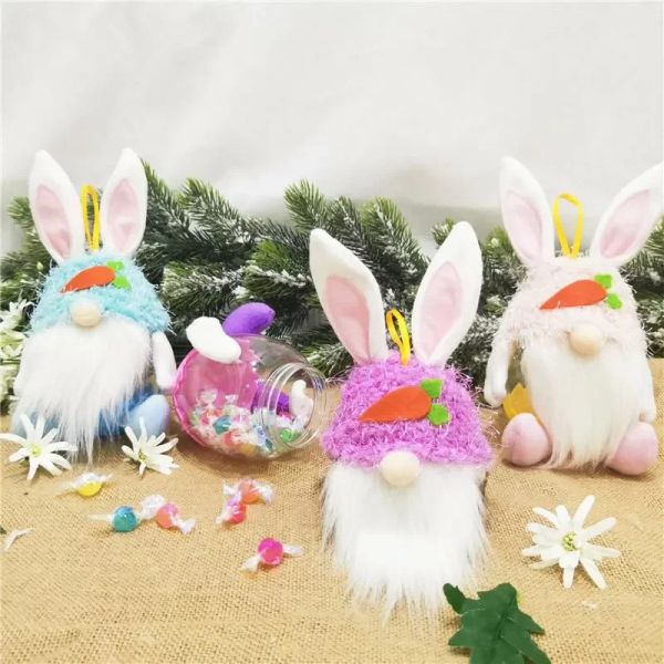 Party Supplies Ostern Gesichtsloses Kaninchen Bonbonglas 2021 Kreativer Hasen-Aufbewahrungshalter Kinder-Eier-Süßigkeitsgeschenke