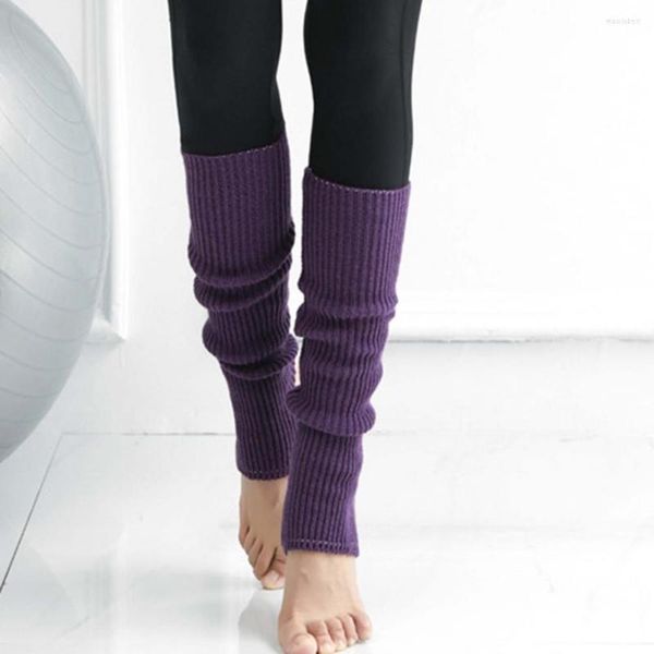 Mulheres meias cor sólida cor 1 par moda sopro de joelho sem pé perna ultra -aquecedores macios espessados ​​para ioga