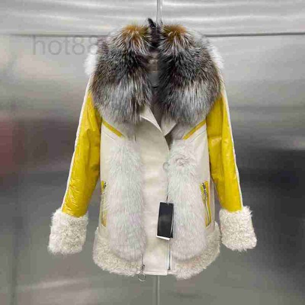 Women's Wool Blends Designer Inverno New Wool Fur e Fox Collar Motorcycle Style Casal versátil feminino 8qj1