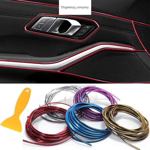 5M Car Dashboard Insert Flexible Trim Auto Interior Door Edge Decorative Moulding Strip Accessori con raschietto