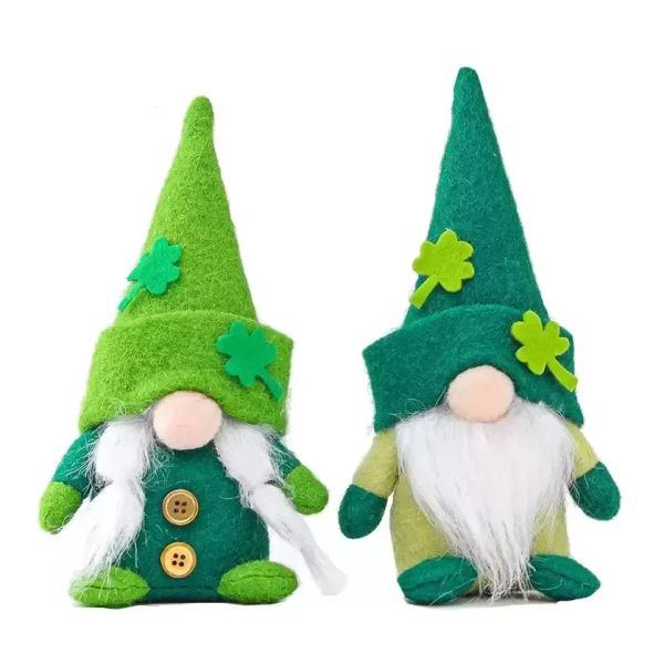 Party Favor St Patricks Dia Tomte Gnome Sem Facas Doll Festival Irlanda Irlanda Lucky Clover Bunny Plush Dwarf Decora￧￣o de P￡scoa Presente CPA4456