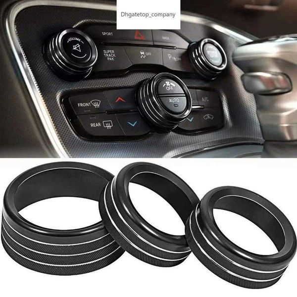 Pulsante del volume di aria condizionata Knob Cover Ring decorativo in alluminio per gli accessori per caricabatterie Dodge Challenger 2015-2020