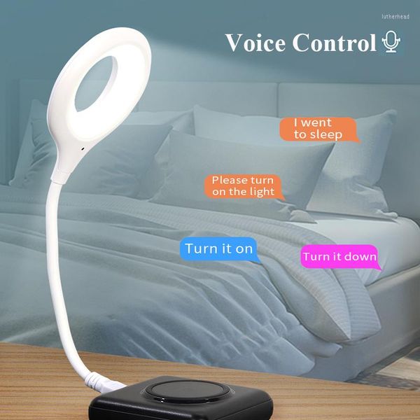 Luci notturne Lampada da scrivania a LED Luce portatile Tavolo pieghevole liberamente Voce Piccolo controllo intelligente USB