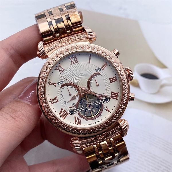 2022 neue Luxus Herren Uhr Automatische Mechanische Uhren Rose Gold Multifunktions Tourbillon Clock261O