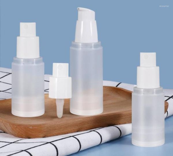 Aufbewahrungsflaschen aus mattiertem PP-Kunststoff, Airless-Sprühpumpe mit weißem Deckel für Hautpflege-Serumlotion 15 ml, 20 ml, 30 ml, 50 ml, 80 ml, 100 ml