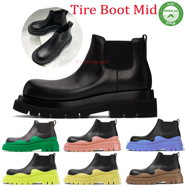 2023 Winter Elegante Frauen Marke Tire Ankle Boot Frauen Mid-Calf Schwarz Gras Leder Cropped Martin Stiefel Lug Sohle gummi Komfort Walking Party Hochzeit Ritter Booties