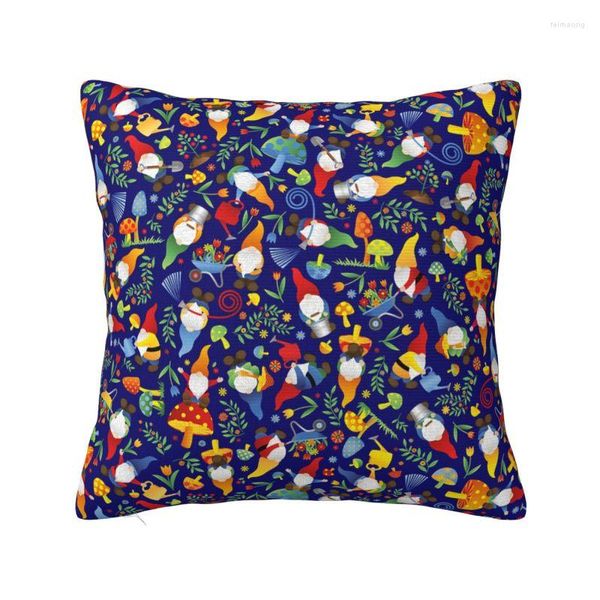 Cuscino da giardino Gnomi del bosco Fungo Copertura di fiori 40x40 cm Decorazione morbida e carina per la casa