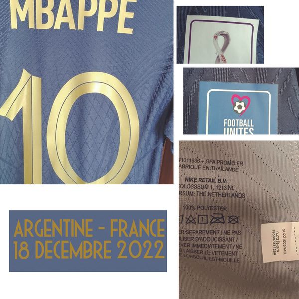 Heimtextilien MatchWorn Player Issue Final Game MBAPPE GRIEZMANN GIROUD mit Text Heat Transfer Iron ON Soccer Patch Badge