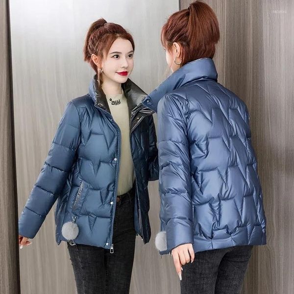 Jaqueta de inverno feminina feminina Mulheres Parkas 2022 Casaco curto coreano Roupas de algodão brilhante Padden