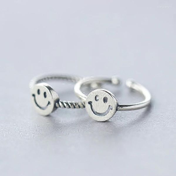 Cluster Rings Real 925 Серебряная серебряная улыбка персонализированное название кольцо для модных женщин