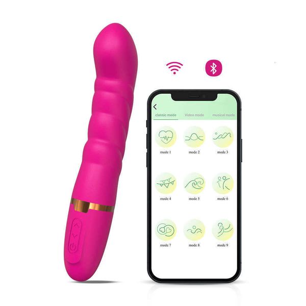 Brinquedo sexual massageador APP controle de telefone móvel carregamento USB bastão de massagem de silicone vibrador vibratório feminino